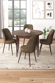 Hanah Home Juego de Mesa y Sillas de Comedor de 5 Piezas - Barroco, Marrón